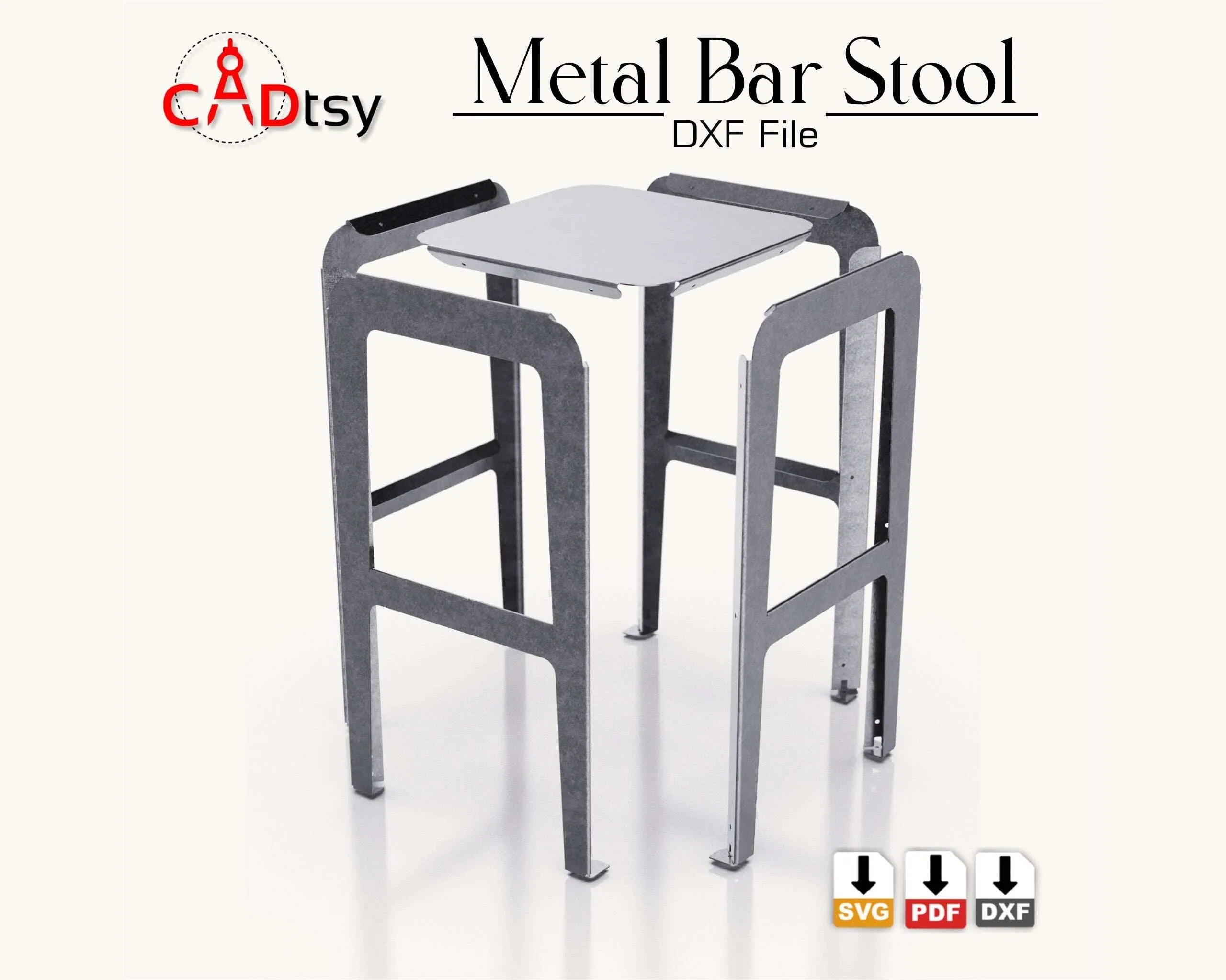 Metal Bar Stool CNC Plasma/Laser Cutting DXF/SVG Files. Height 760 mm (30")