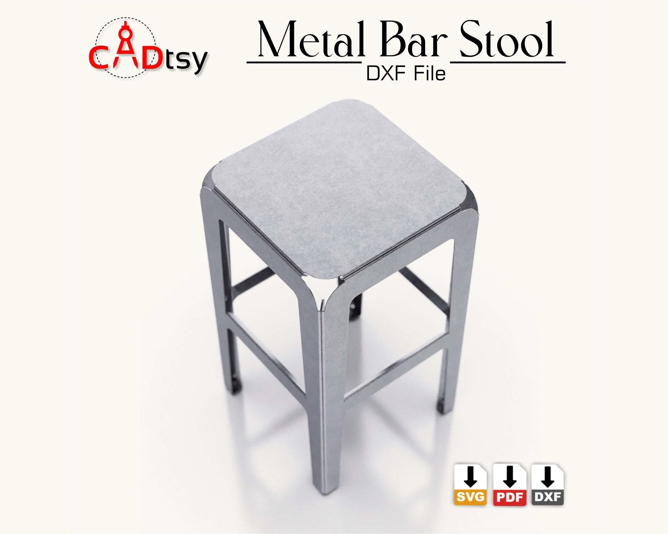 Metal Bar Stool CNC Plasma/Laser Cutting DXF/SVG Files. Height 760 mm (30")