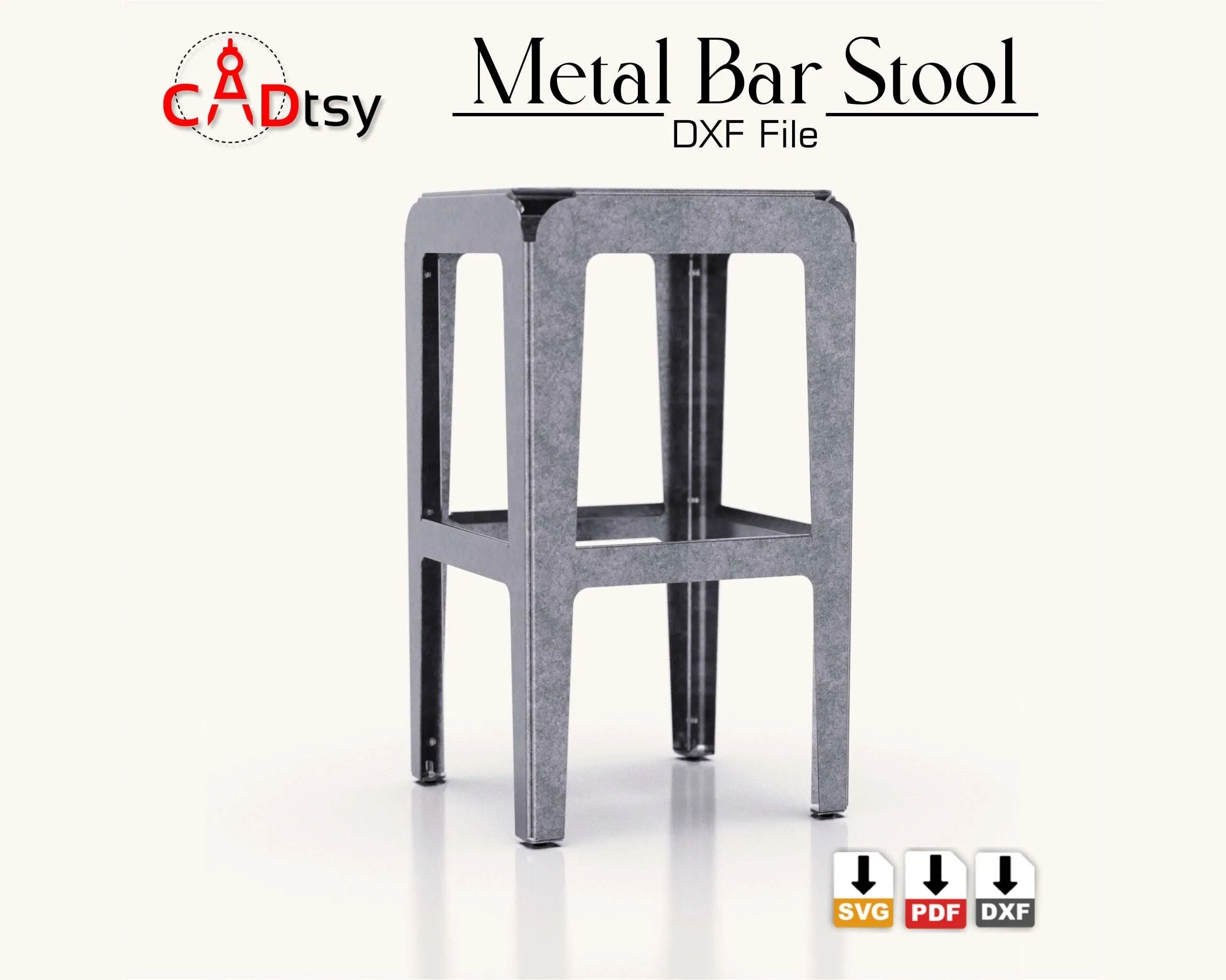 Metal Bar Stool CNC Plasma/Laser Cutting DXF/SVG Files. Height 760 mm (30")