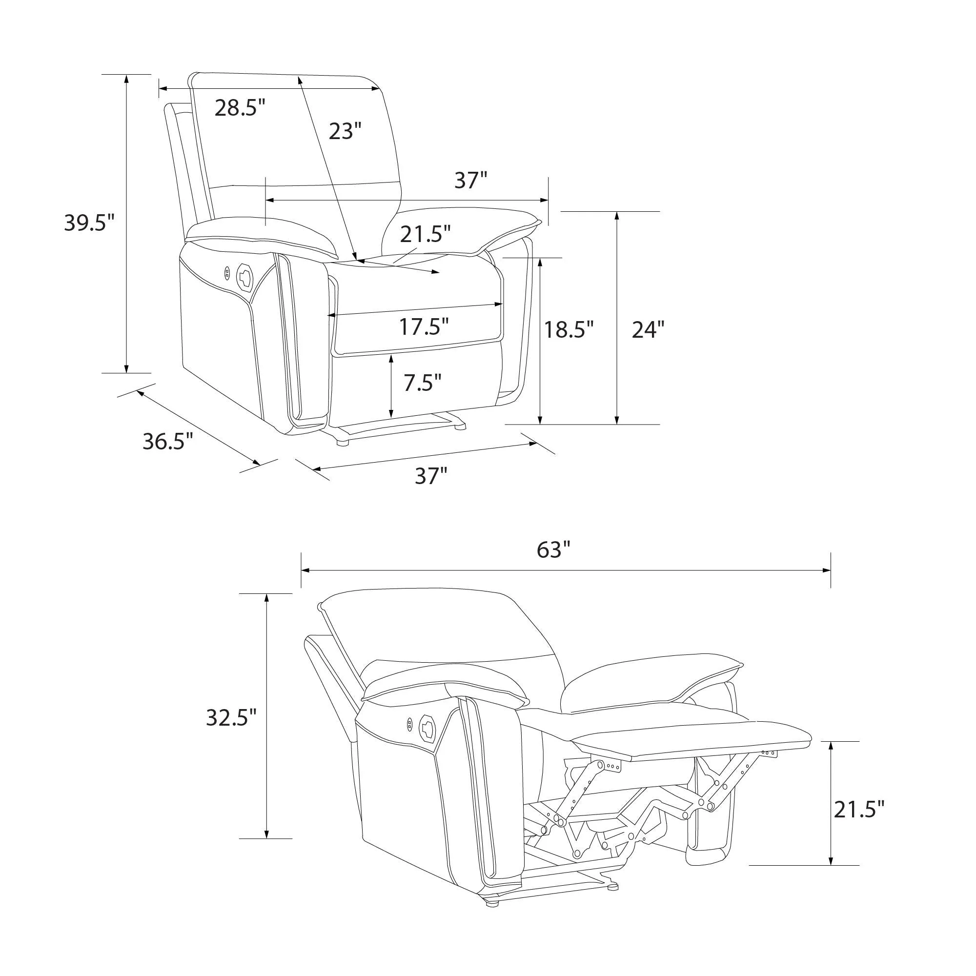 Miller Recliner with Dual USB Port