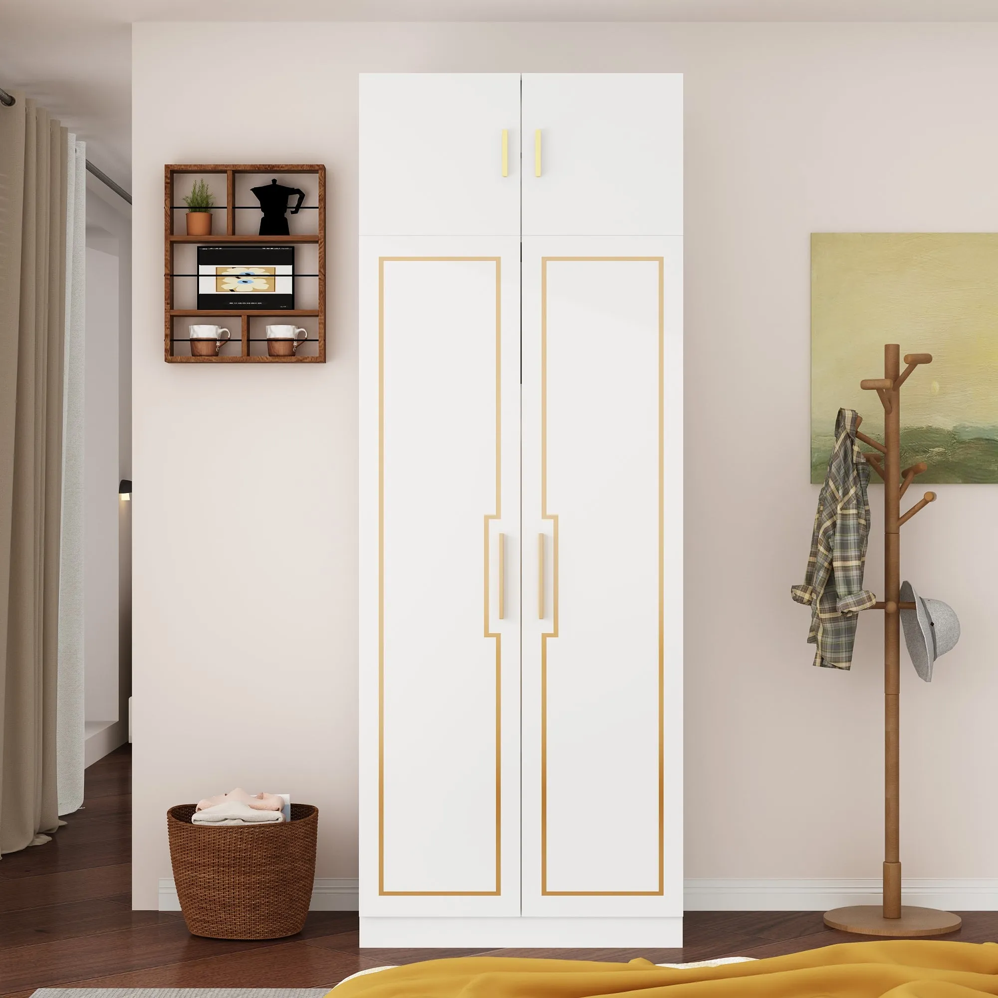 Modern Armoire Wardrobe Bedroom Storage Closet Wooden