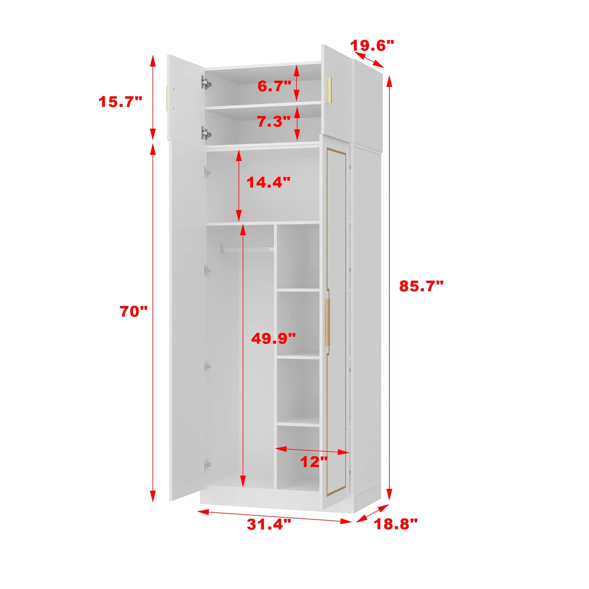 Modern Armoire Wardrobe Bedroom Storage Closet Wooden