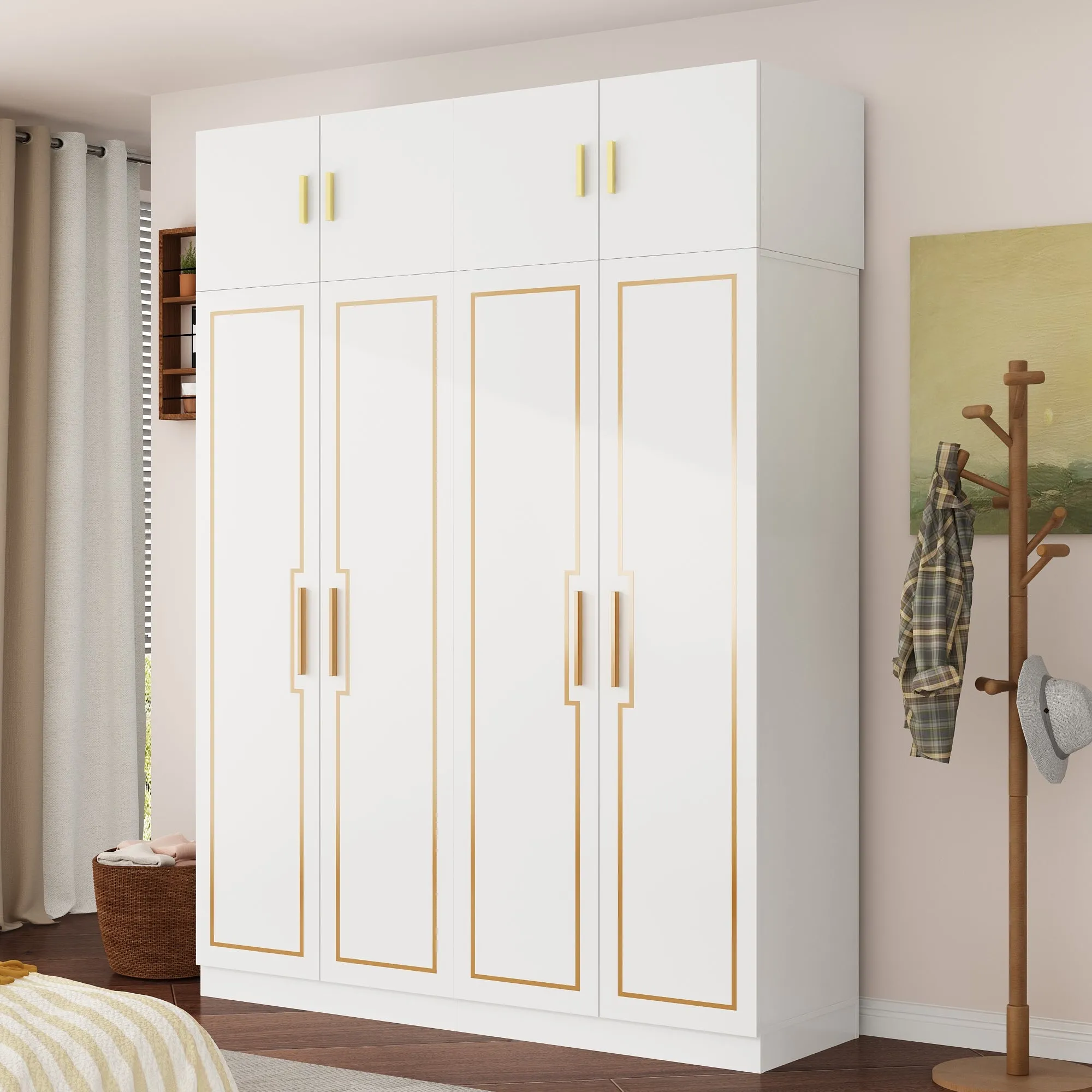 Modern Armoire Wardrobe Bedroom Storage Closet Wooden