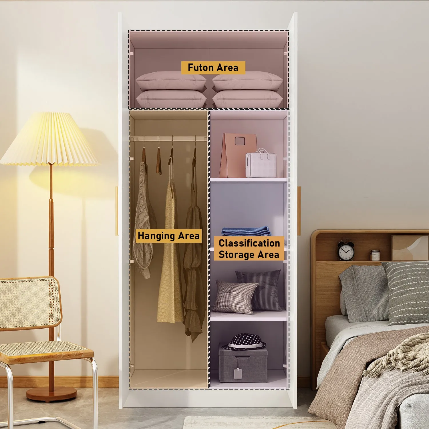 Modern Armoire Wardrobe Bedroom Storage Closet Wooden