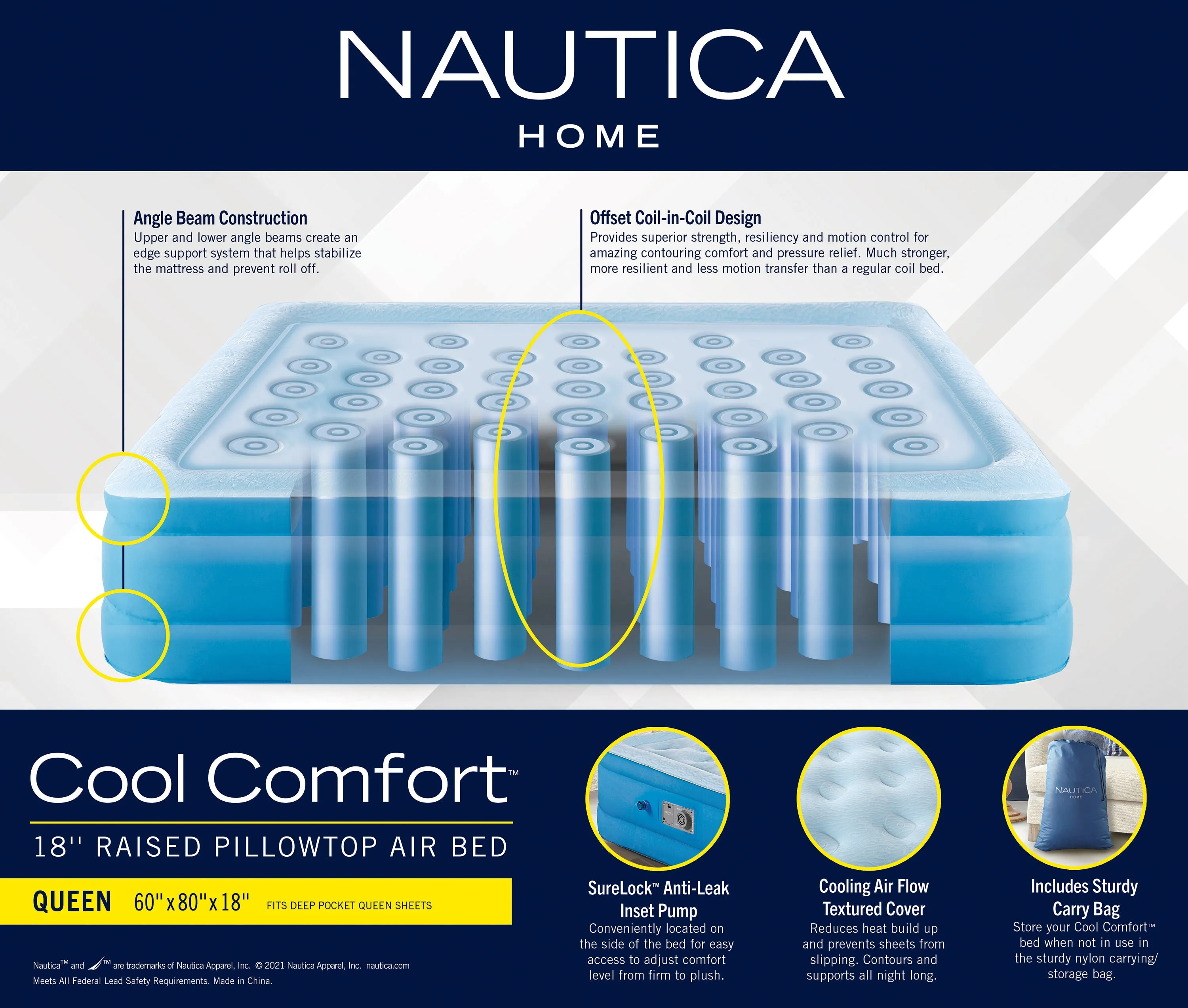 Nautica Home Cool Comfort™ Air Mattress