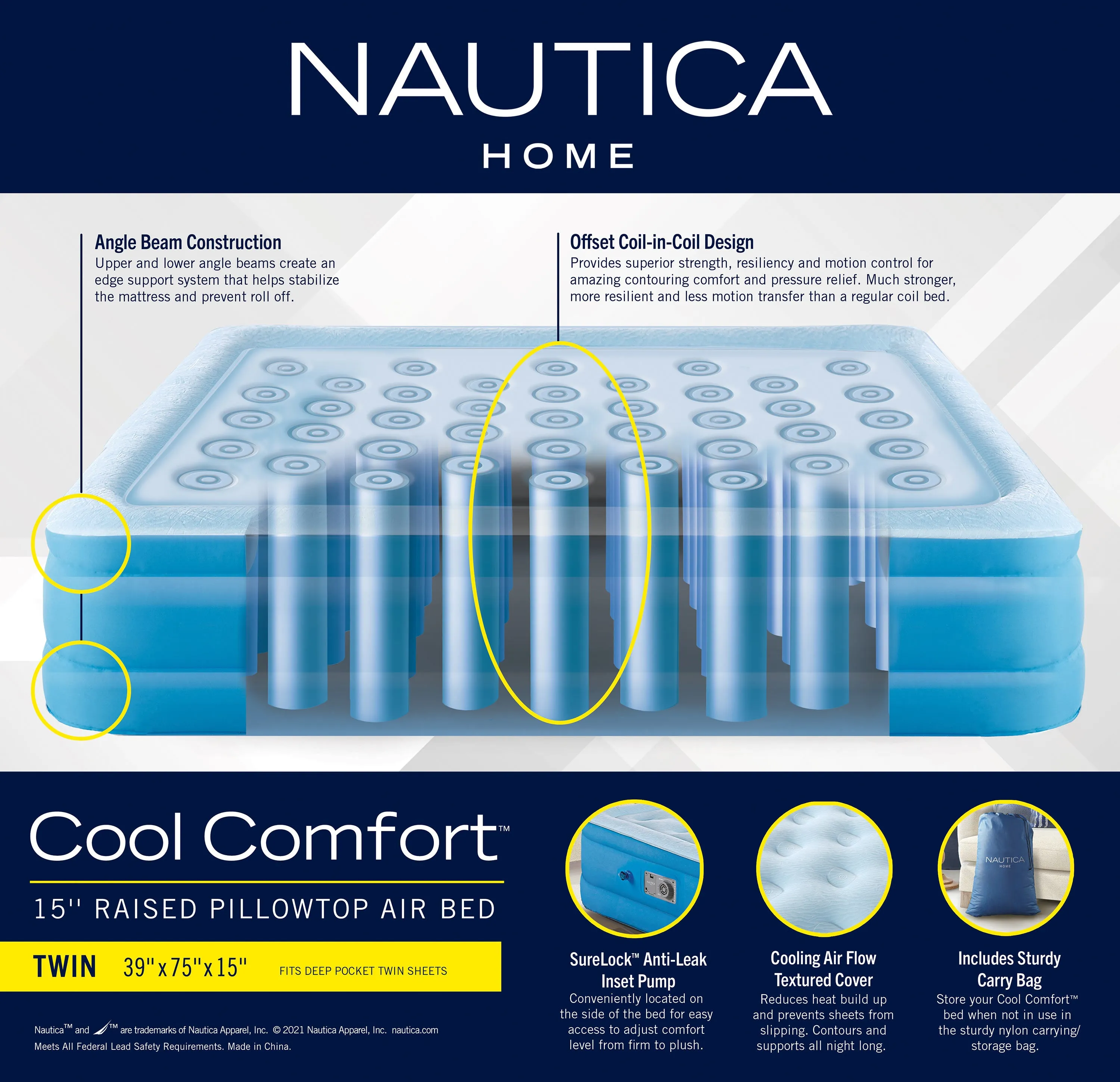 Nautica Home Cool Comfort™ Air Mattress