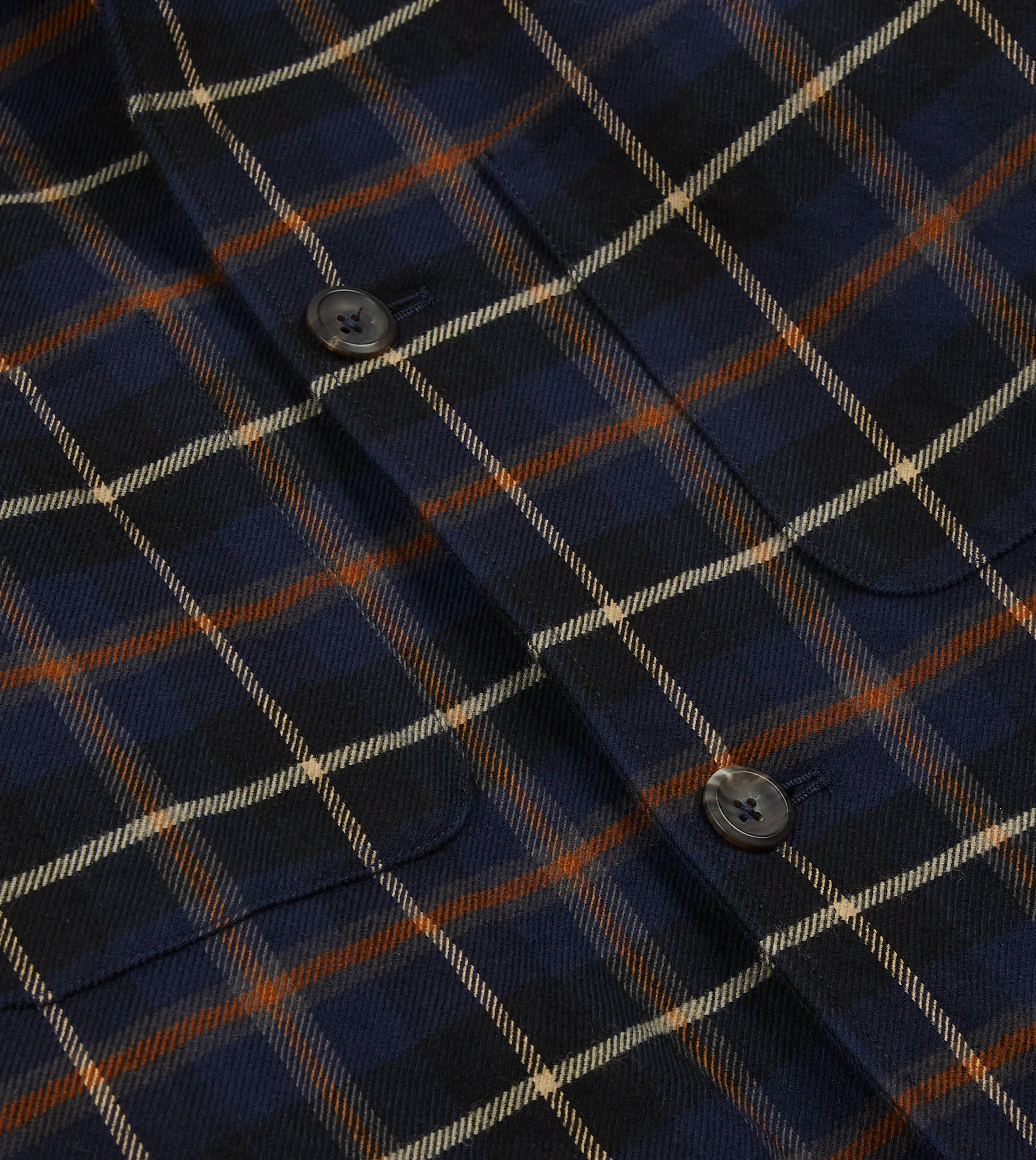 Navy Check Wool-Cotton Four-Pocket Chore Jacket