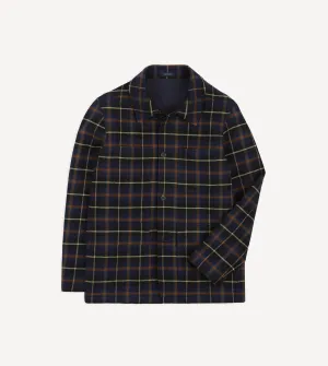 Navy Check Wool-Cotton Four-Pocket Chore Jacket