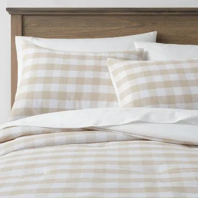 New - Threshold Comforter Set Cotton Gingham Breathable Comfort All-Season