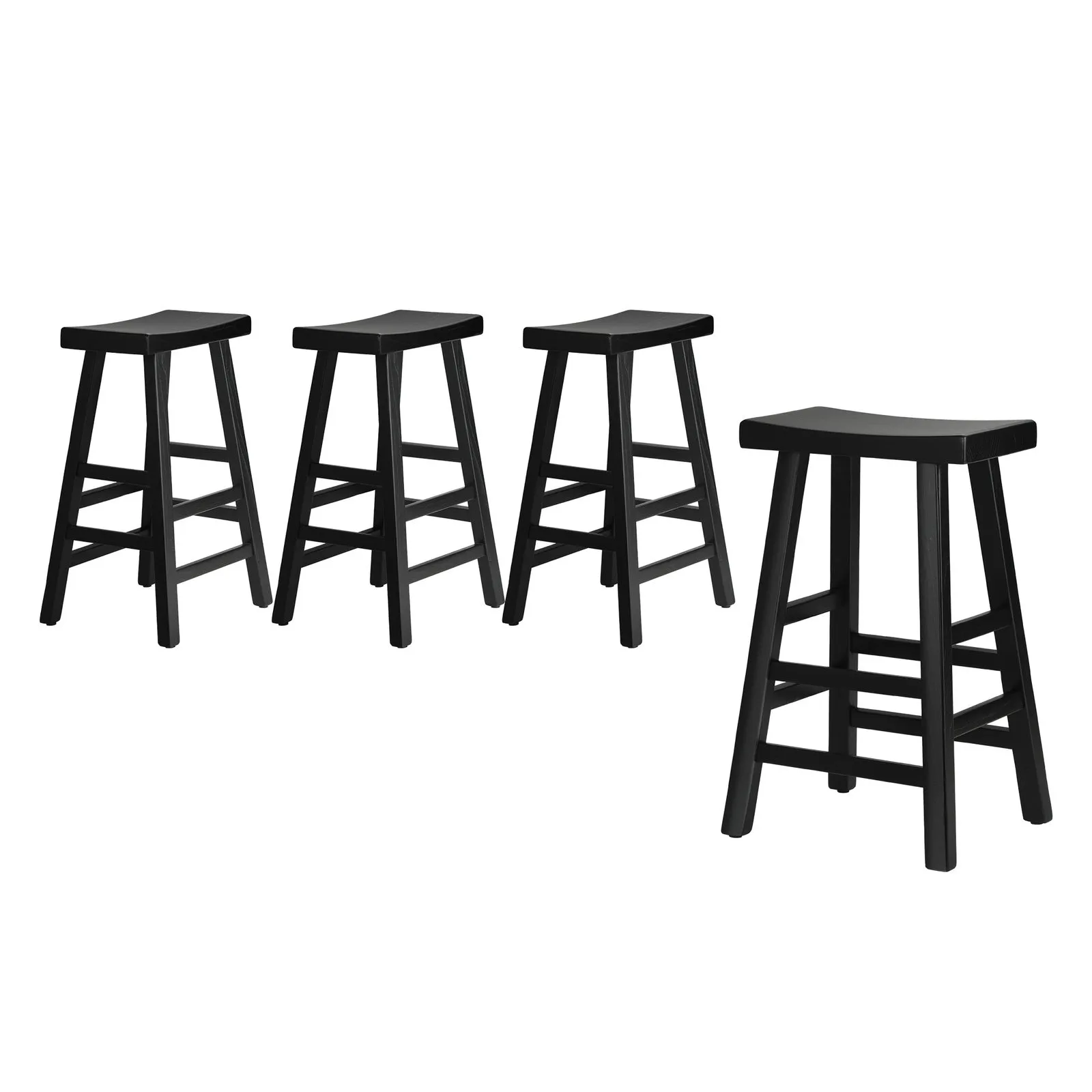 Oikiture 4X Bar Stools Kitchen Stool Wooden Counter Chairs Barstools Black