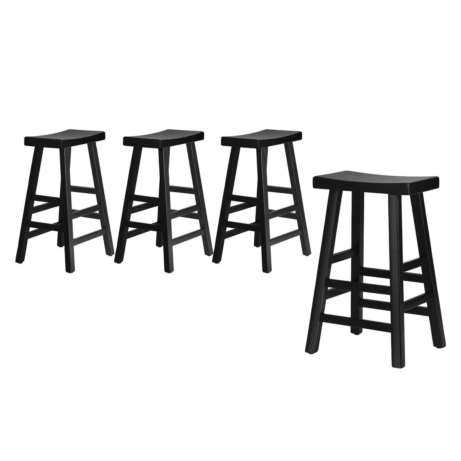 Oikiture 4X Bar Stools Kitchen Stool Wooden Counter Chairs Barstools Black