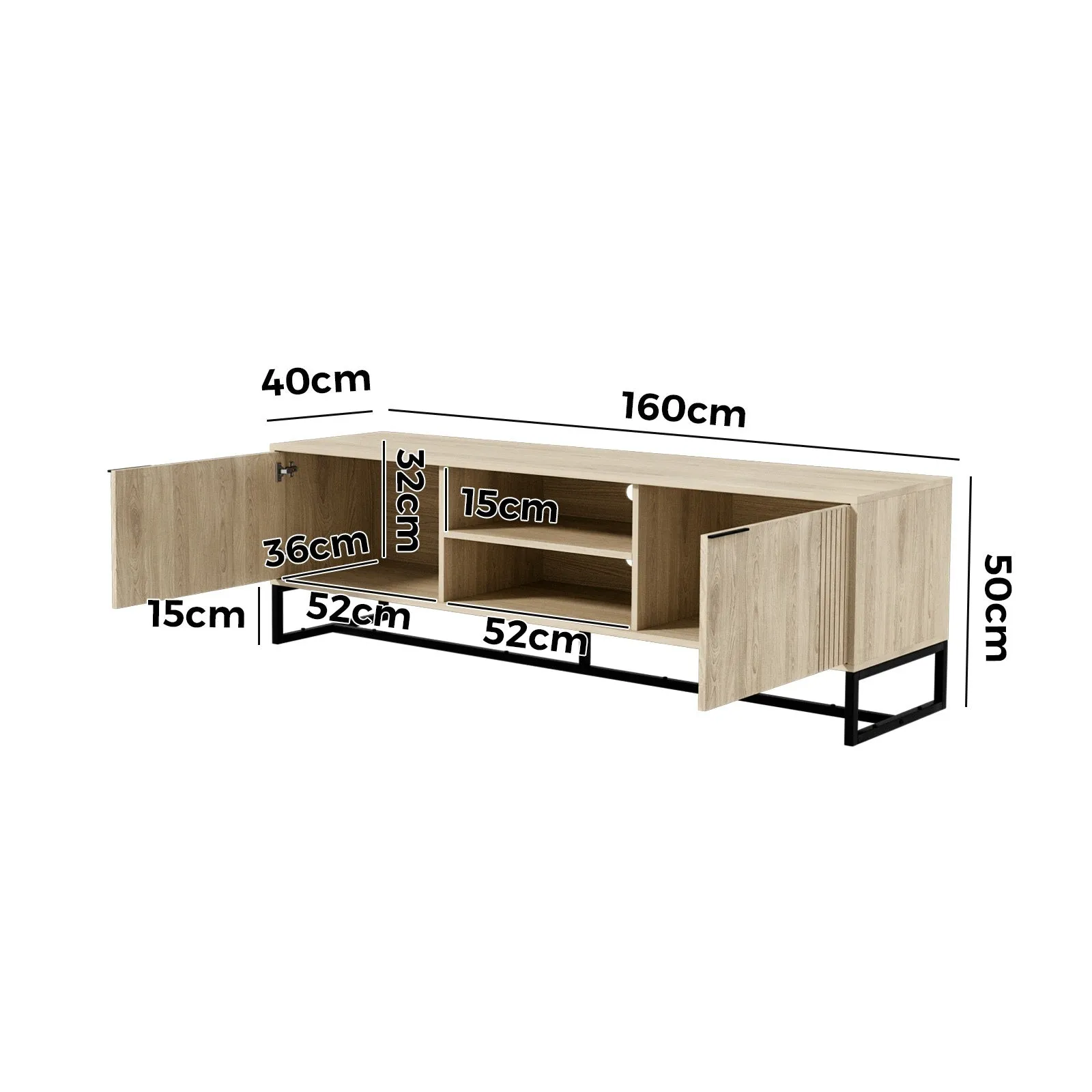 Oikiture TV Cabinet Entertainment Unit Stand Storage Drawer Shelf 160cm Oak