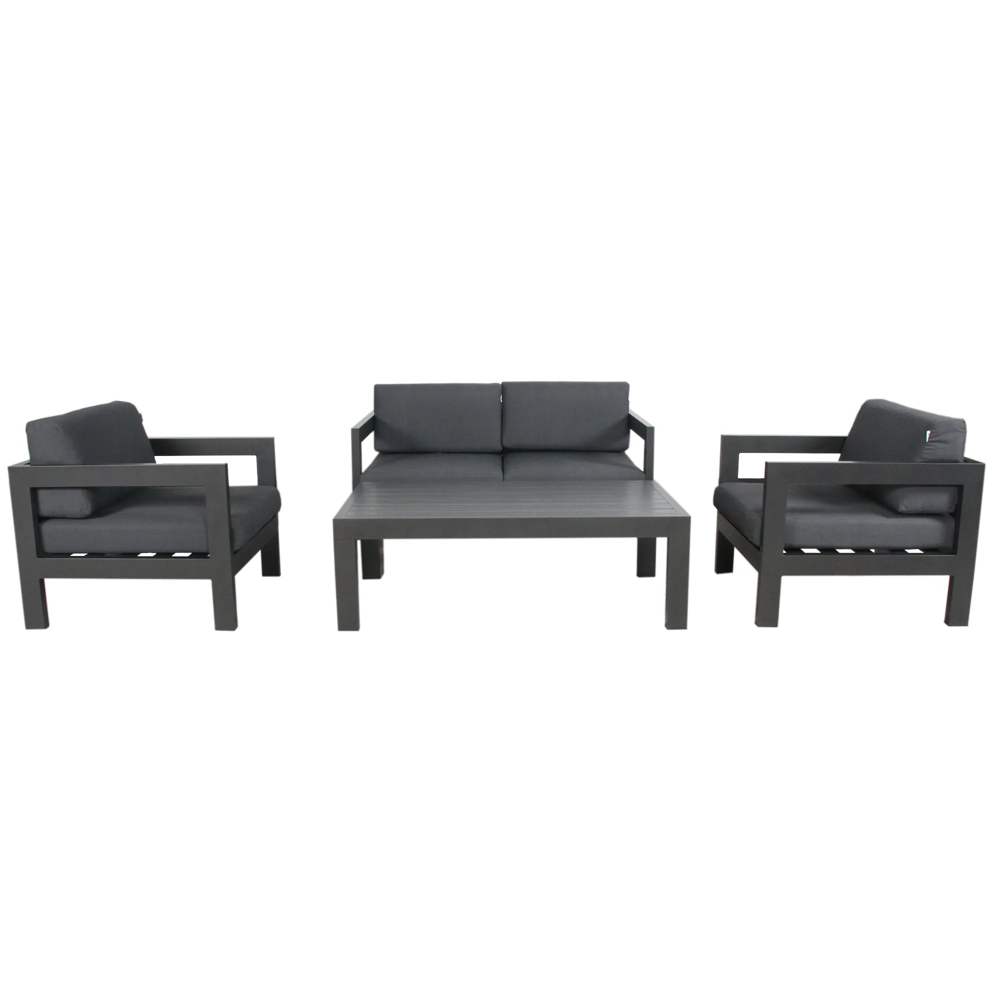 Outie 4pc Set 1 1 2 Seater Outdoor Sofa Lounge Coffee Table Aluminium Charcoal