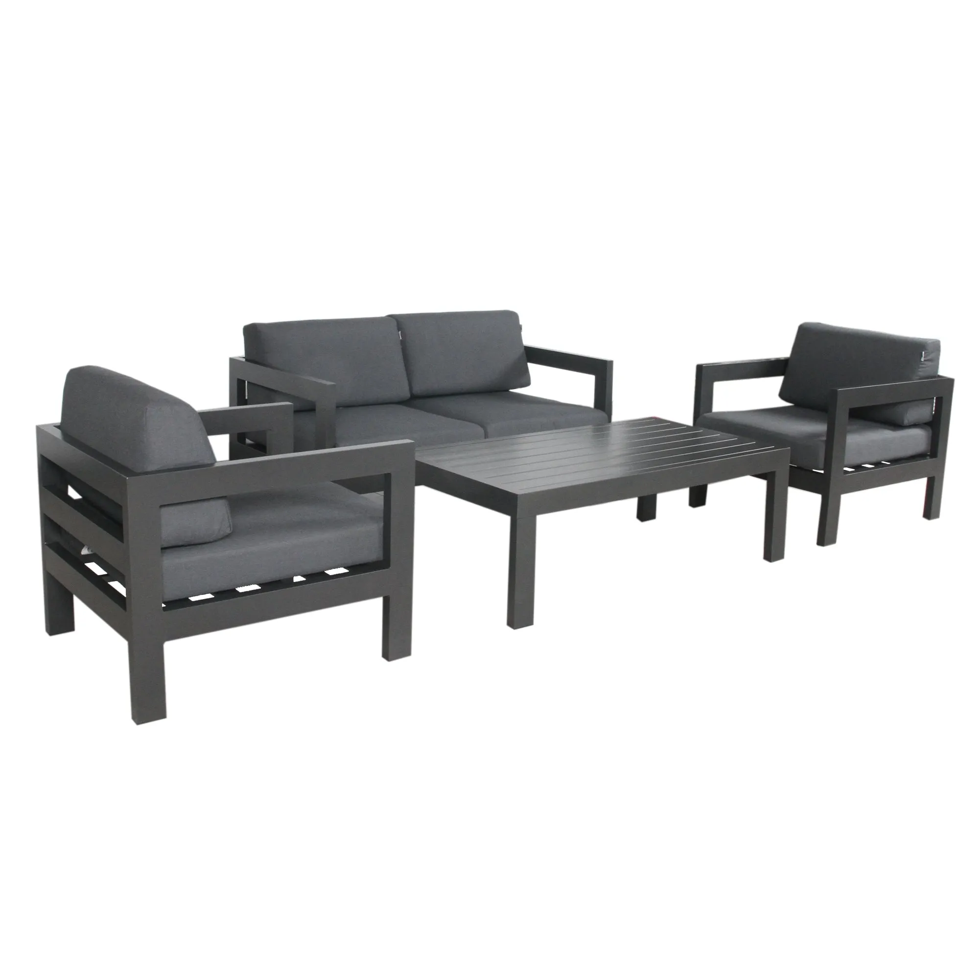 Outie 4pc Set 1 1 2 Seater Outdoor Sofa Lounge Coffee Table Aluminium Charcoal