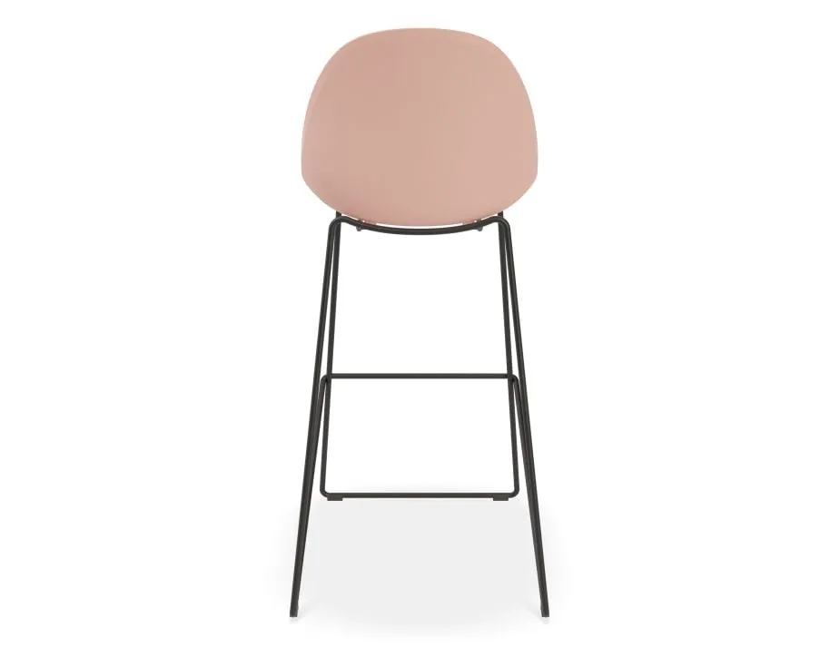 Pebble Soft Pink Stool Shell Seat - Bar Stool 75cm Seat Height - White Frame