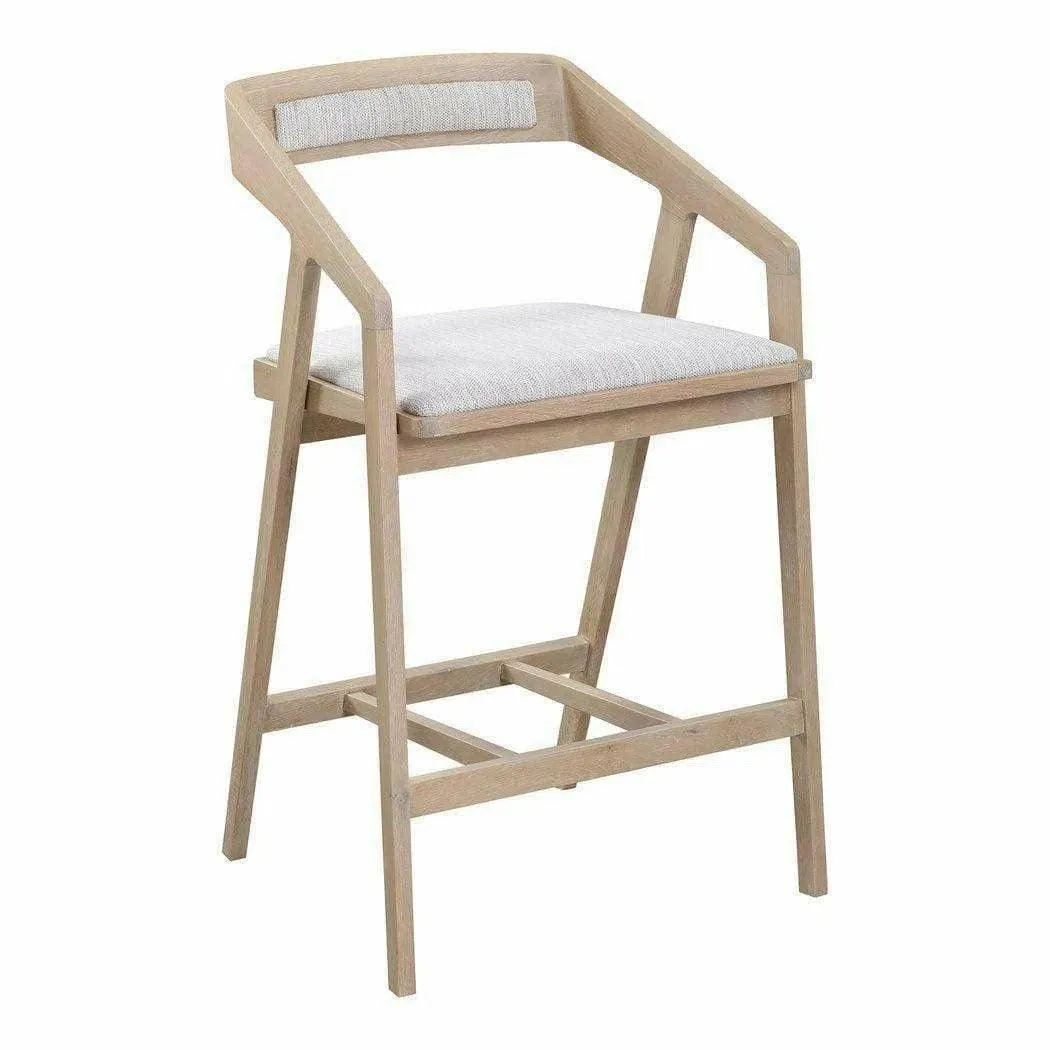 Performance Fabric Counter Height Stool Arm Chair Light Grey