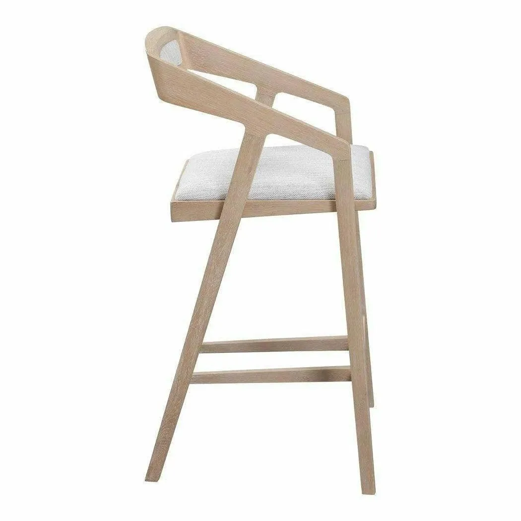 Performance Fabric Counter Height Stool Arm Chair Light Grey