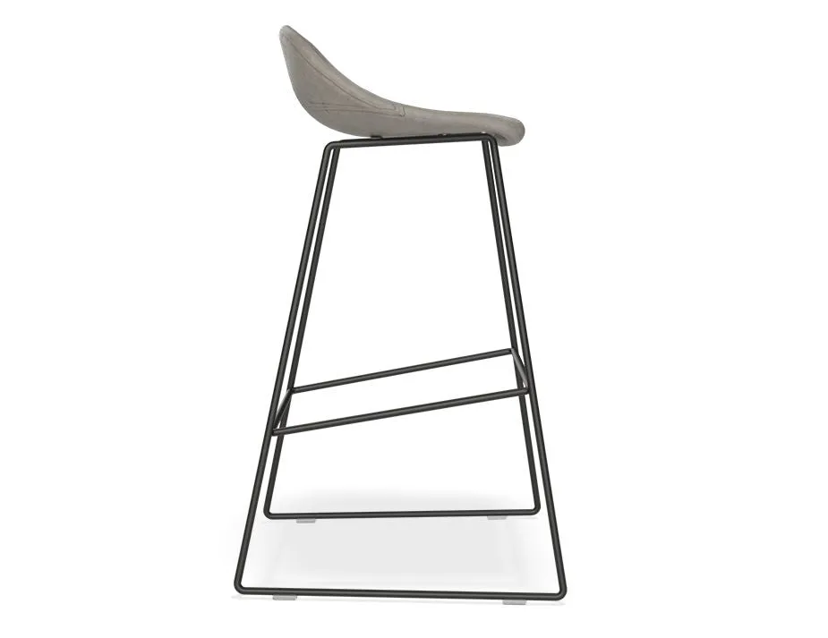 Pop Stool - Black Frame and Upholstered Vintage Grey Seat - 75cm Commercial Bar Height