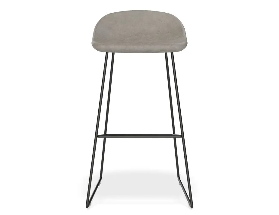 Pop Stool - Black Frame and Upholstered Vintage Grey Seat - 75cm Commercial Bar Height