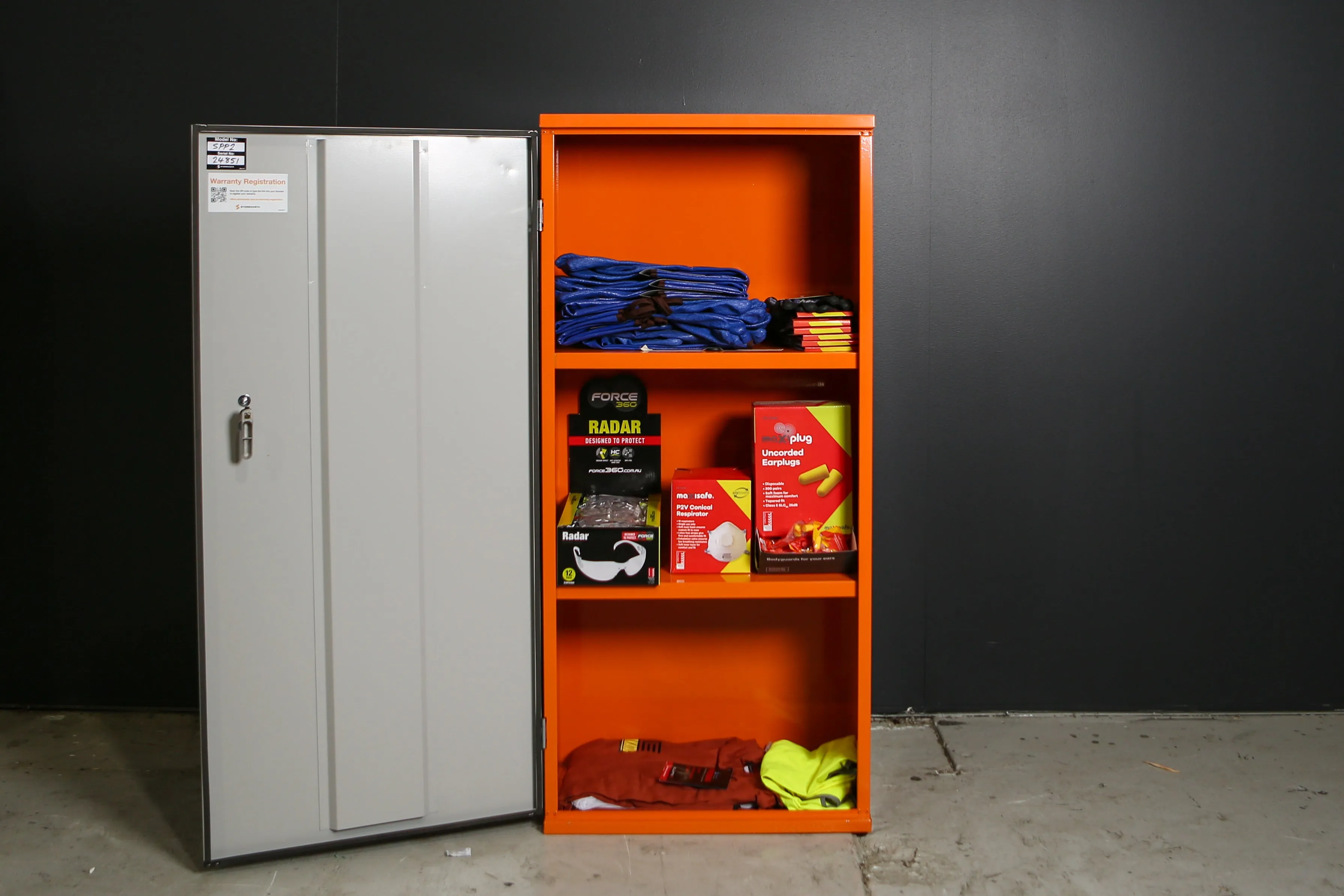 PPE Storage Cabinet - Single Door - 3 Shelves