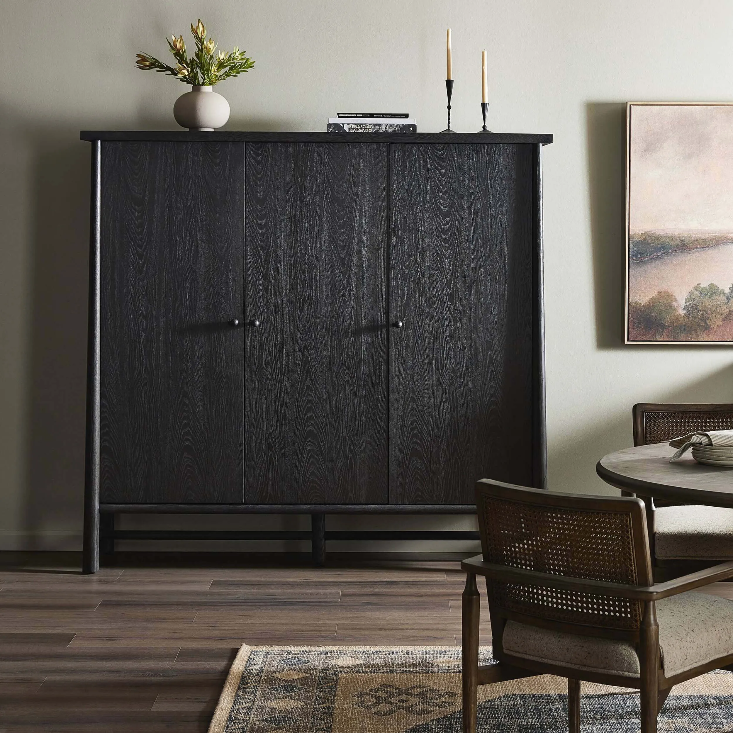 Renaud 3 Door Cabinet, Charcoal