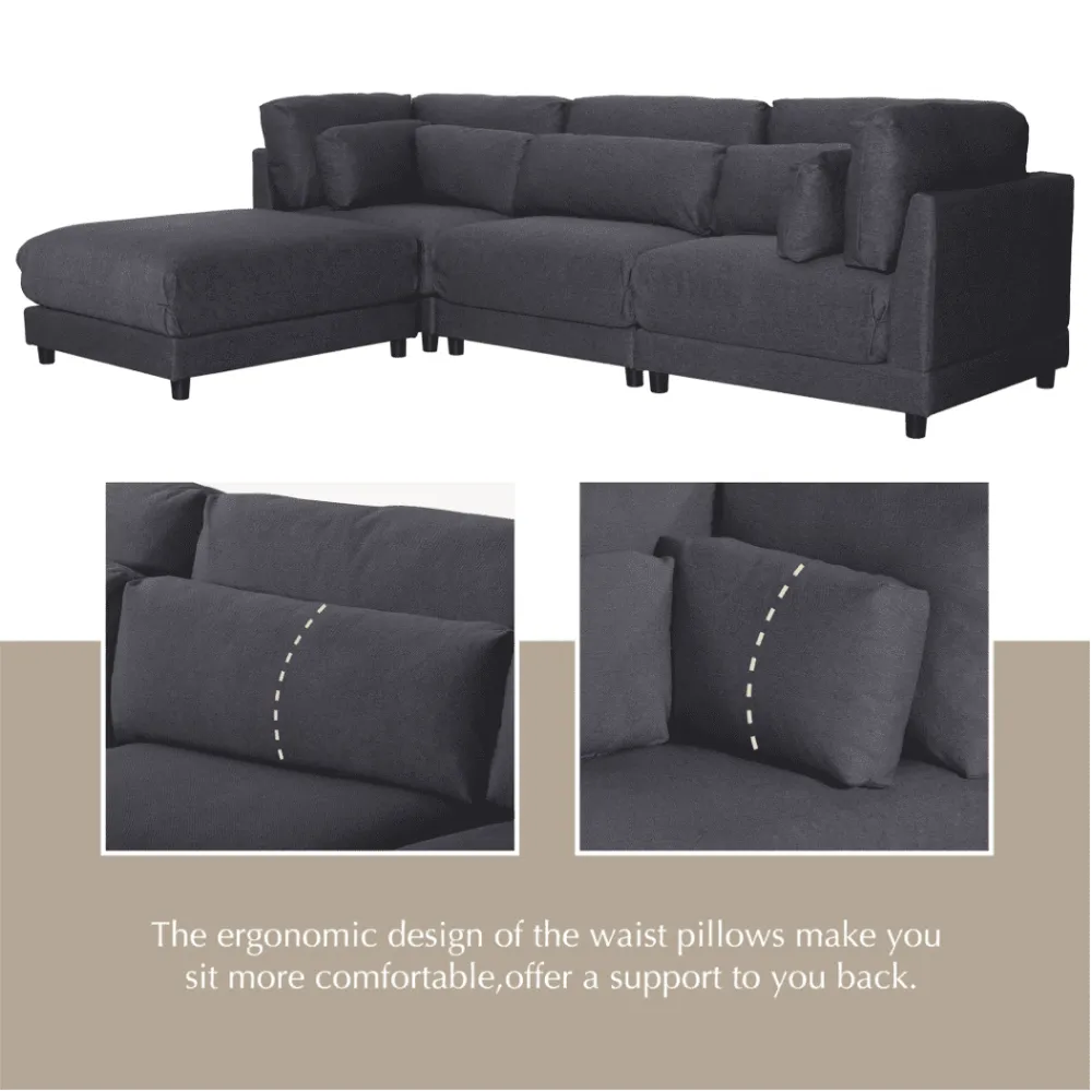 Ronald Sectional Sofa Set in Charcoal Color