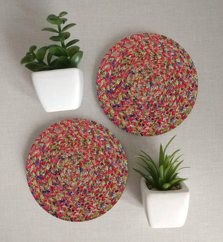 Round Coaster Set (6 PCS Set) Machine Washable Absorbent Size: 5 inch Diameter