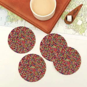 Round Coaster Set (6 PCS Set) Machine Washable Absorbent Size: 5 inch Diameter