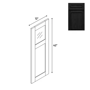 RTA - Elegant Shaker Black - 12"W x 42"H -Wall Glass Door - Right