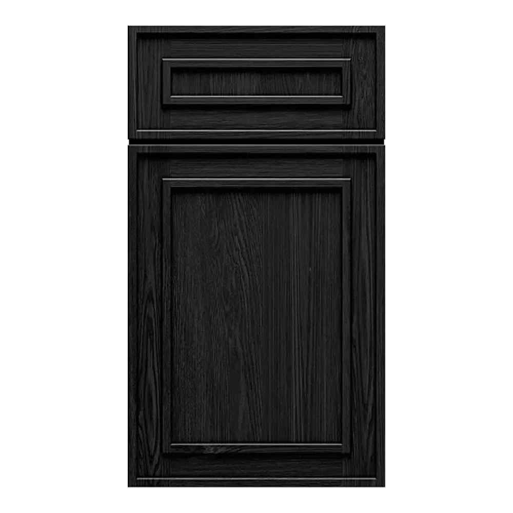 RTA - Elegant Shaker Black - 12"W x 42"H -Wall Glass Door - Right