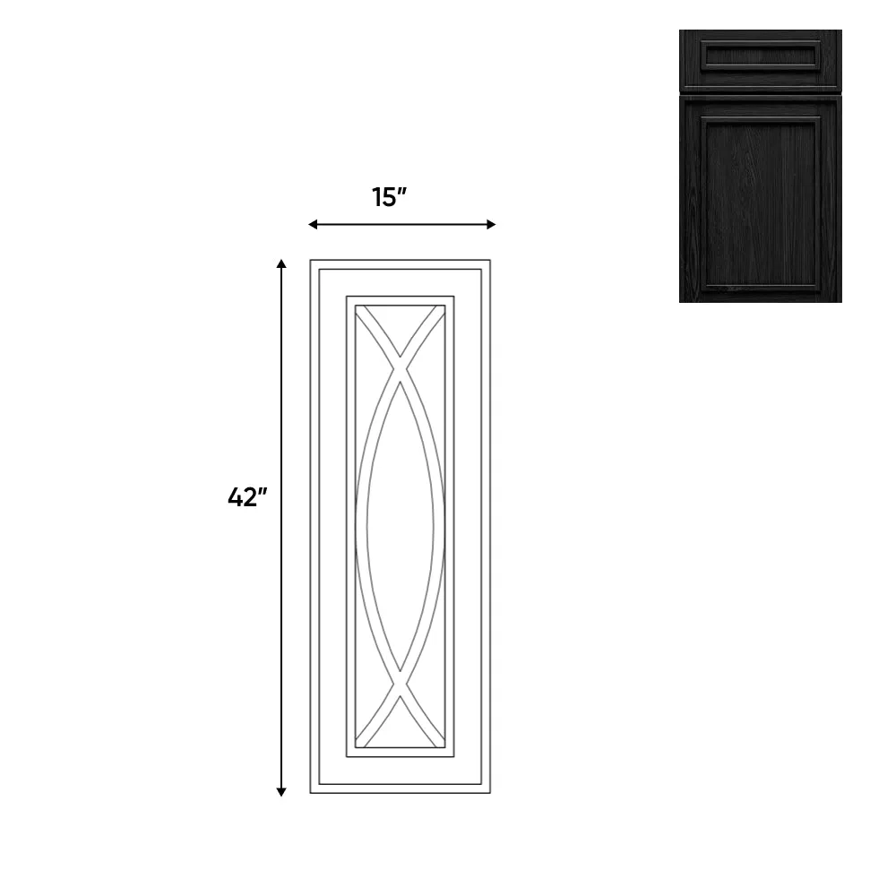 RTA - Elegant Shaker Black - 15"W x 42"H -Wall Decoration Glass Door