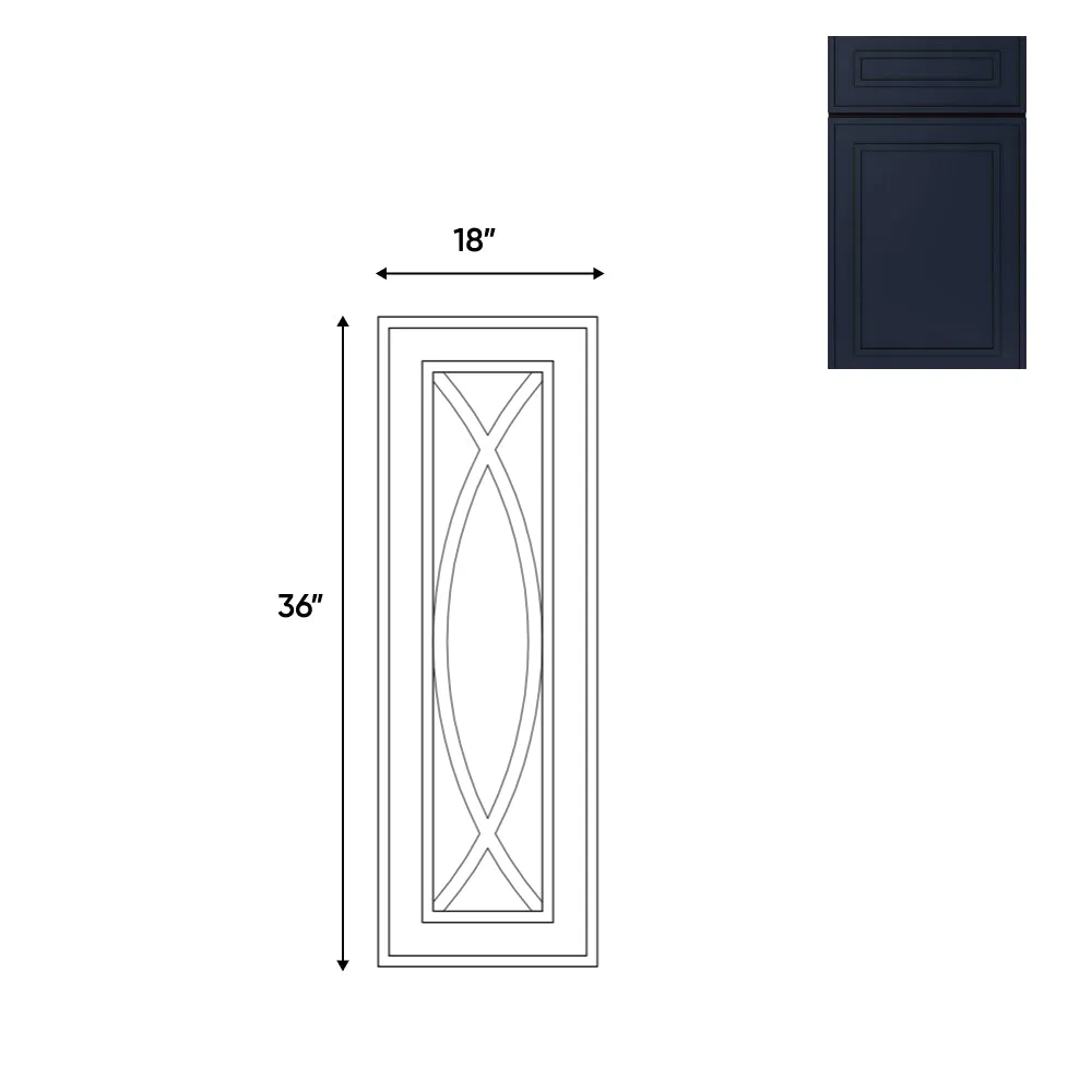 RTA - Elegant Shaker Navy - 18"W x 36"H -Wall Decoration Glass Door