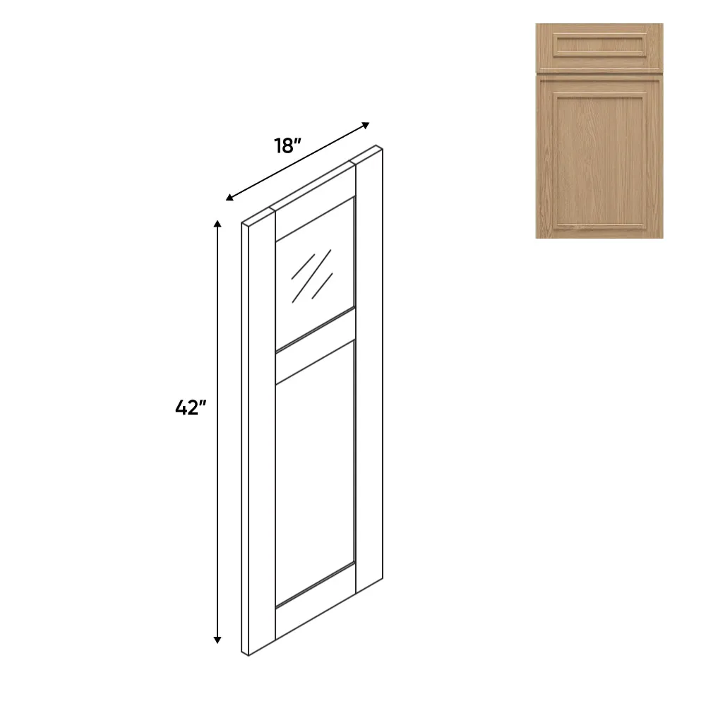 RTA - Elegant Shaker Oak - 18"W x 42"H -Wall Glass Door - Left