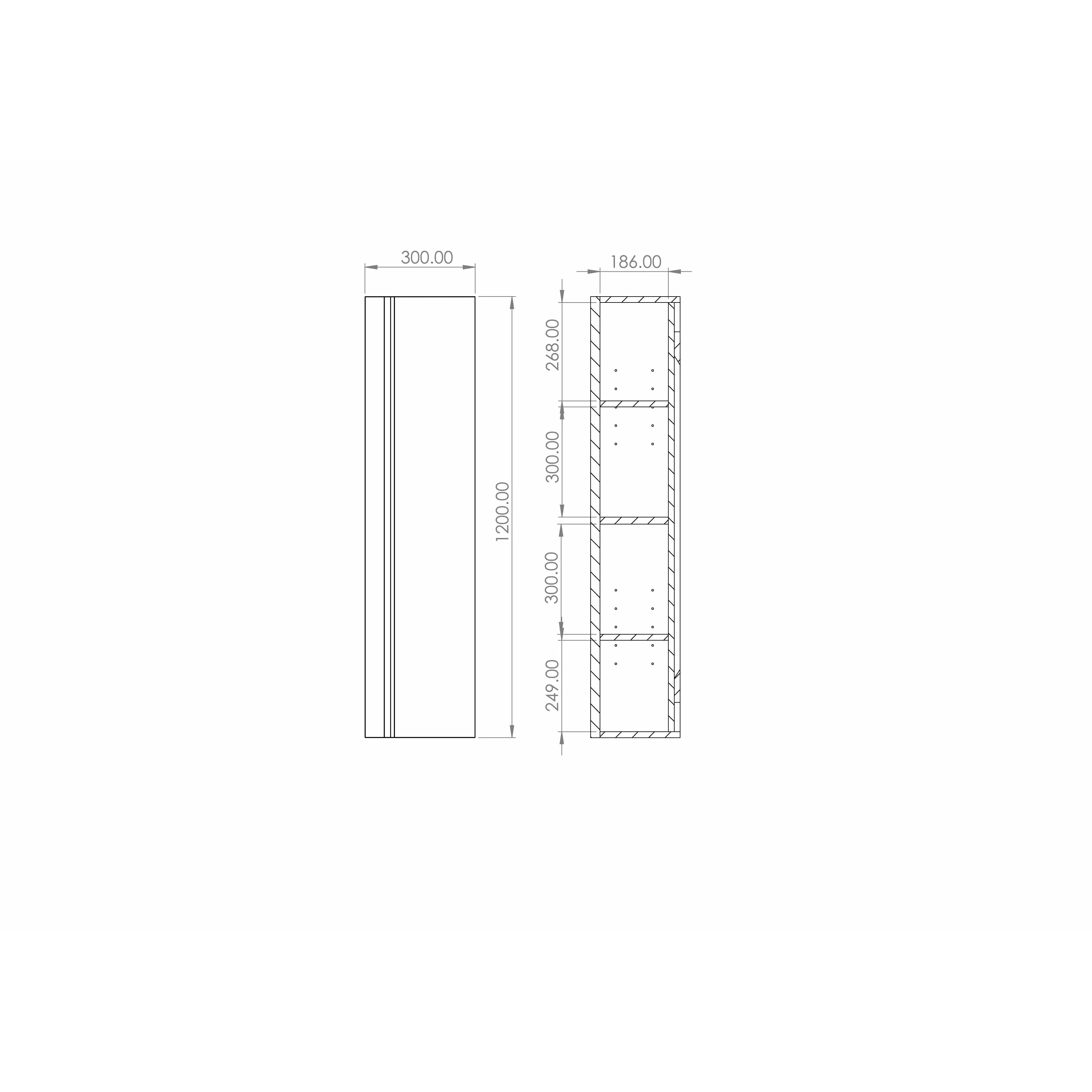 Saneux MATTEO 30cm Side Unit Gloss Grey