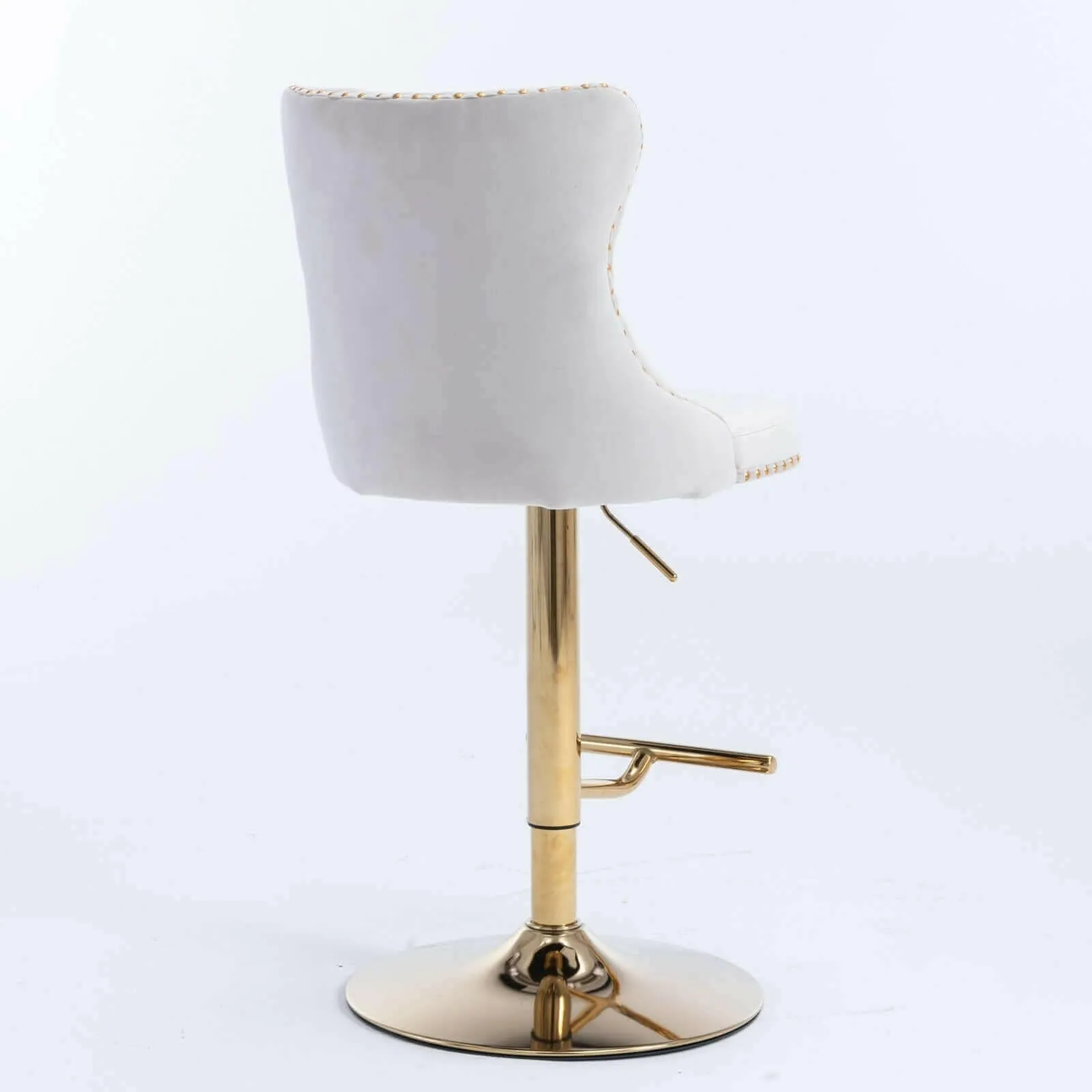 Set of 2 Modern Adjustable Velvet Swivel Bar Stools