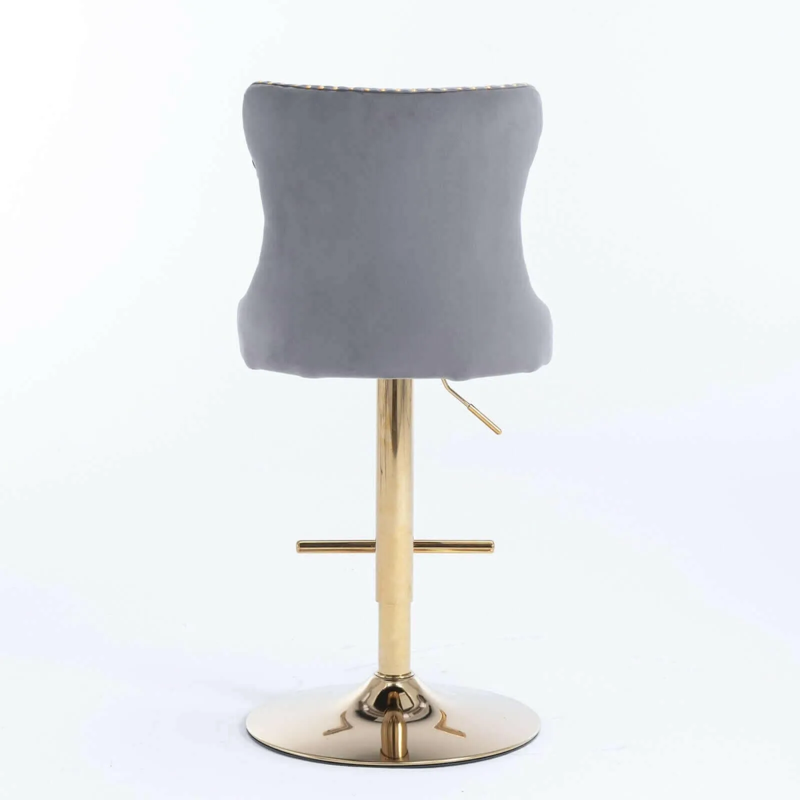 Set of 2 Modern Adjustable Velvet Swivel Bar Stools