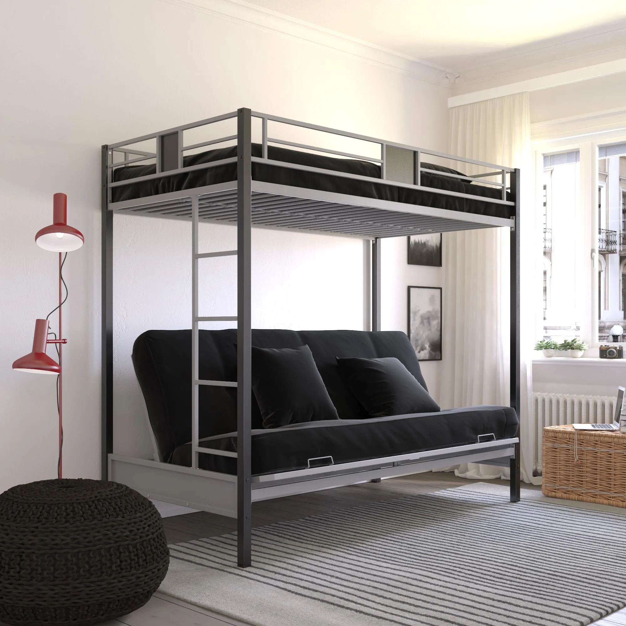 Silver Screen Loft Bed with Futon