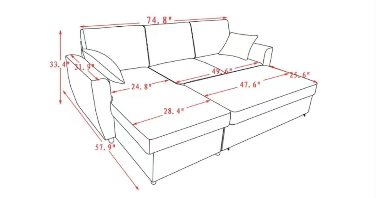 Sleeper Sofa Bed - Light Beige