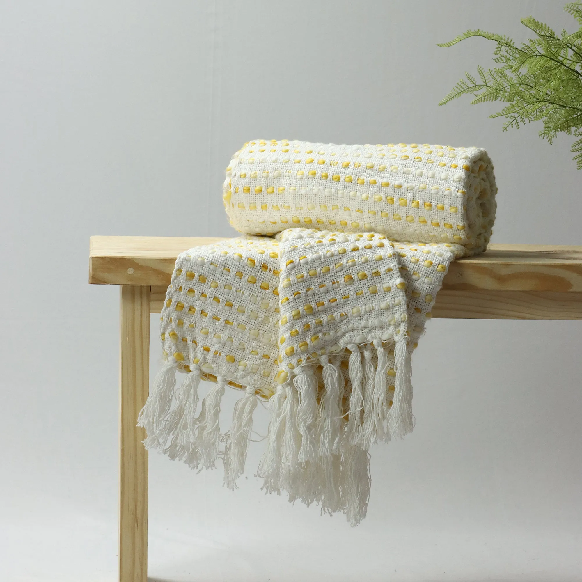 Soft Premium Cream Cotton throws For Sofas