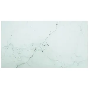 Table Top White 120x65 cm 8mm Tempered Glass with Marble Design