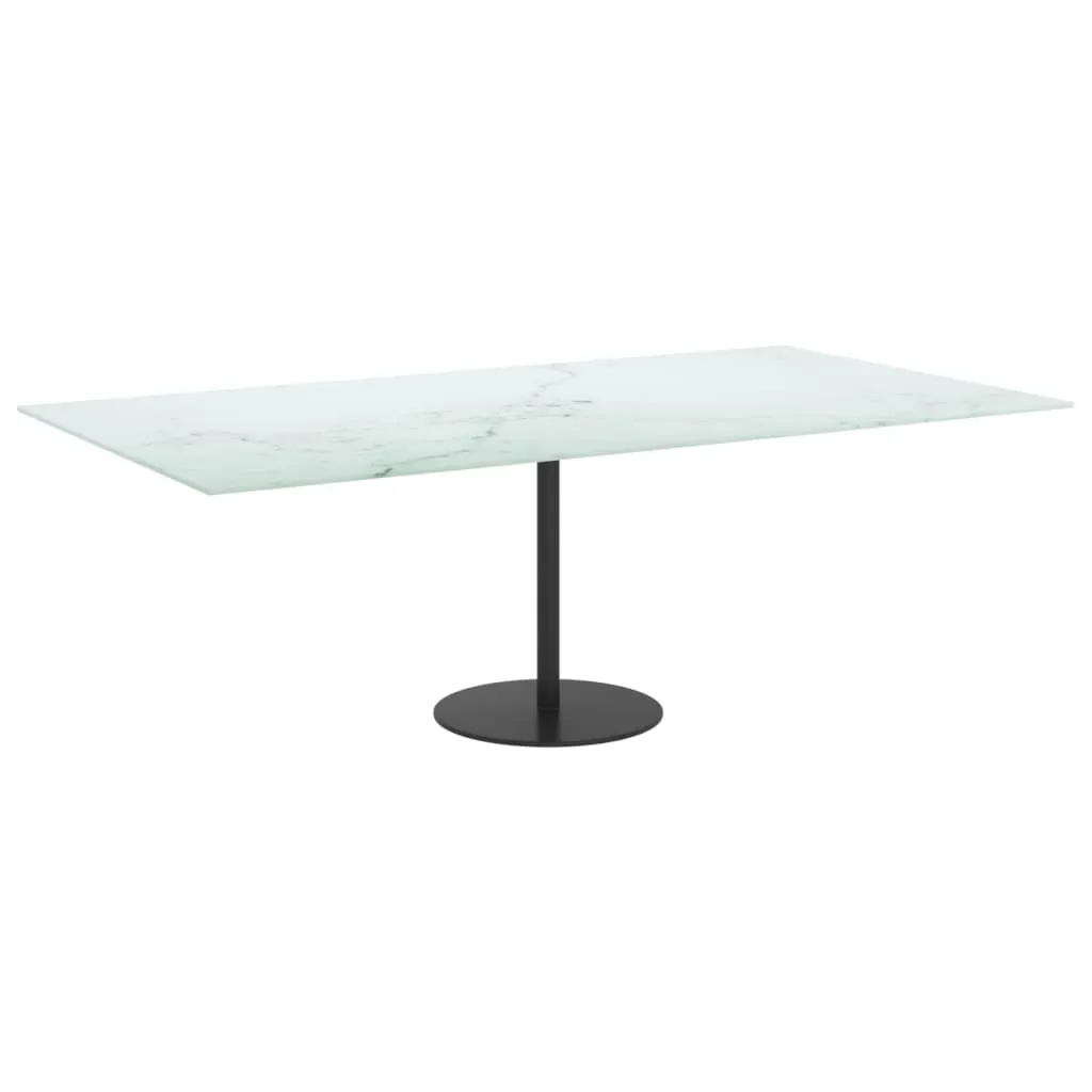 Table Top White 120x65 cm 8mm Tempered Glass with Marble Design