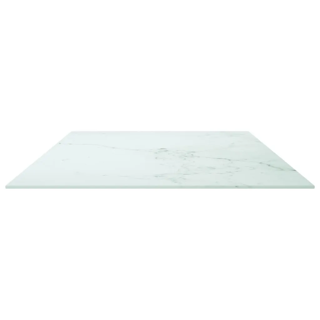 Table Top White 120x65 cm 8mm Tempered Glass with Marble Design