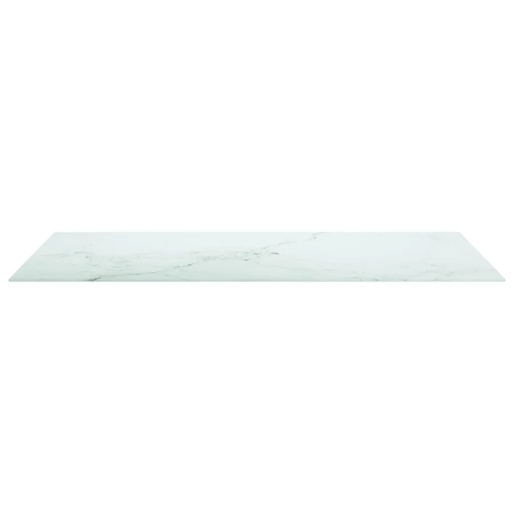 Table Top White 120x65 cm 8mm Tempered Glass with Marble Design