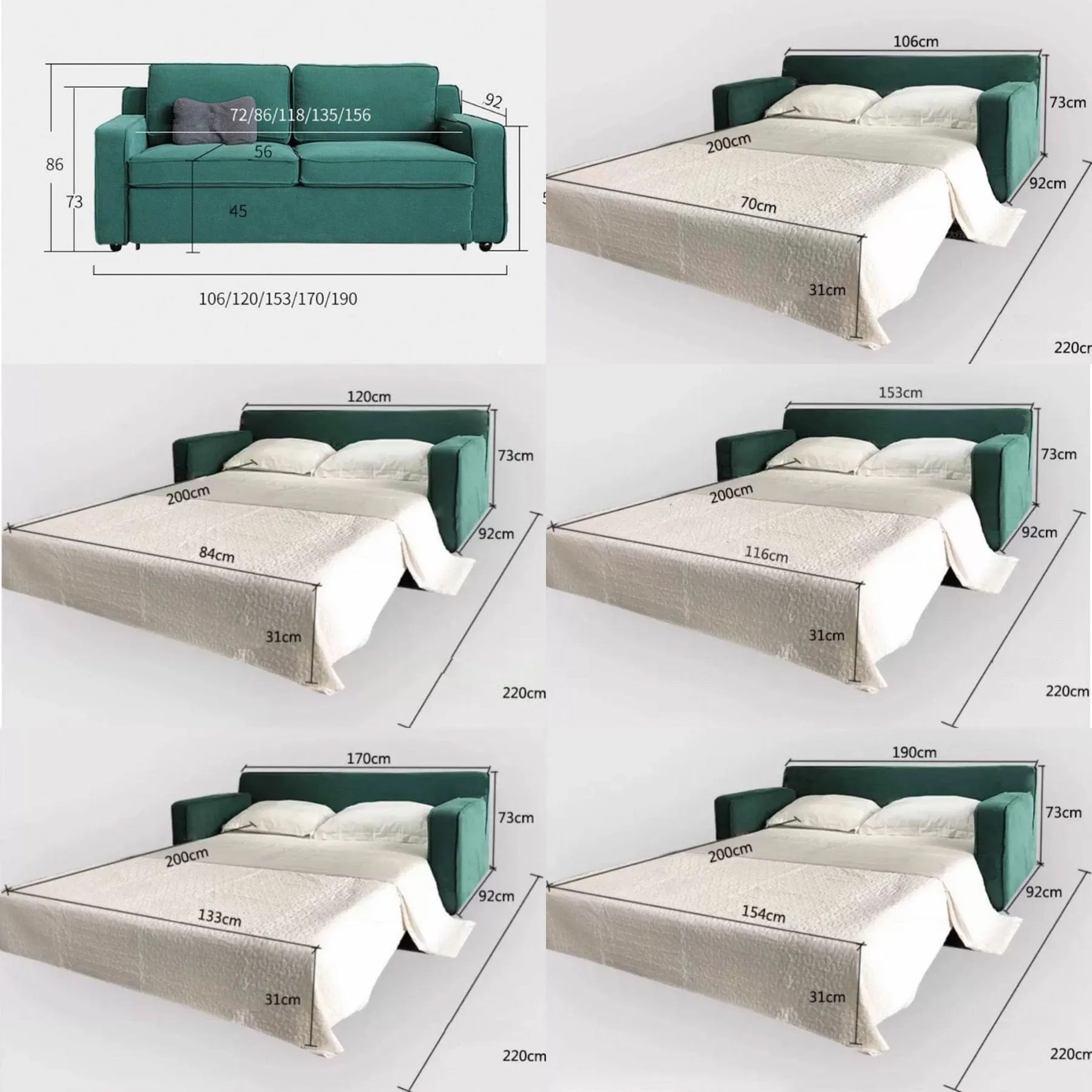 Tasha Foldable Sofa Bed with Mattress