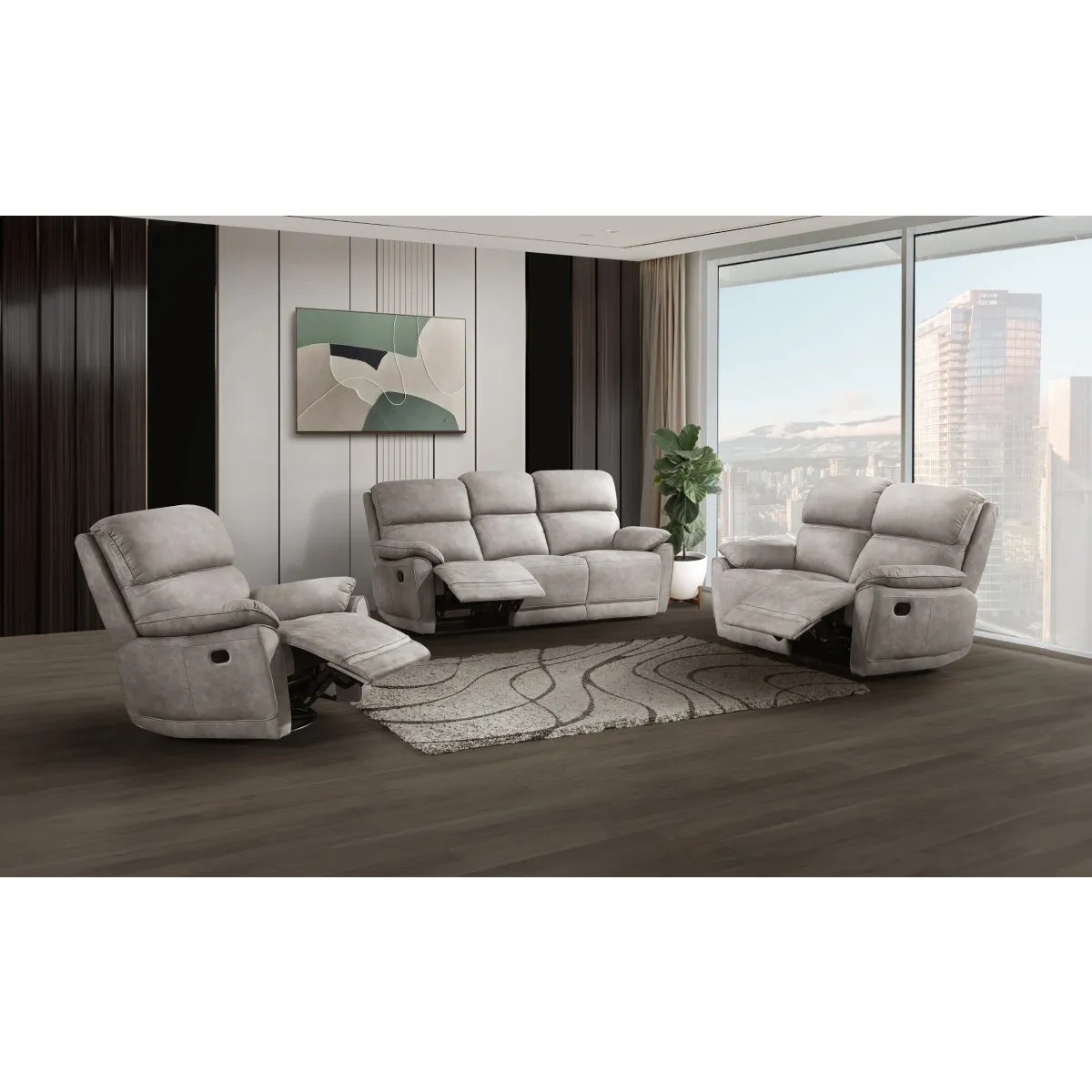 Taupe Double Reclining Loveseat with Pillow Armrests