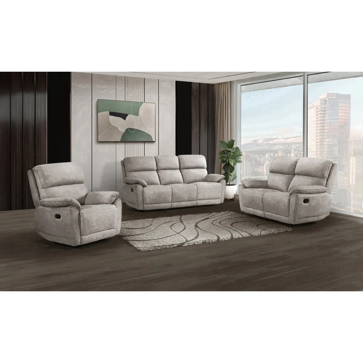 Taupe Double Reclining Loveseat with Pillow Armrests