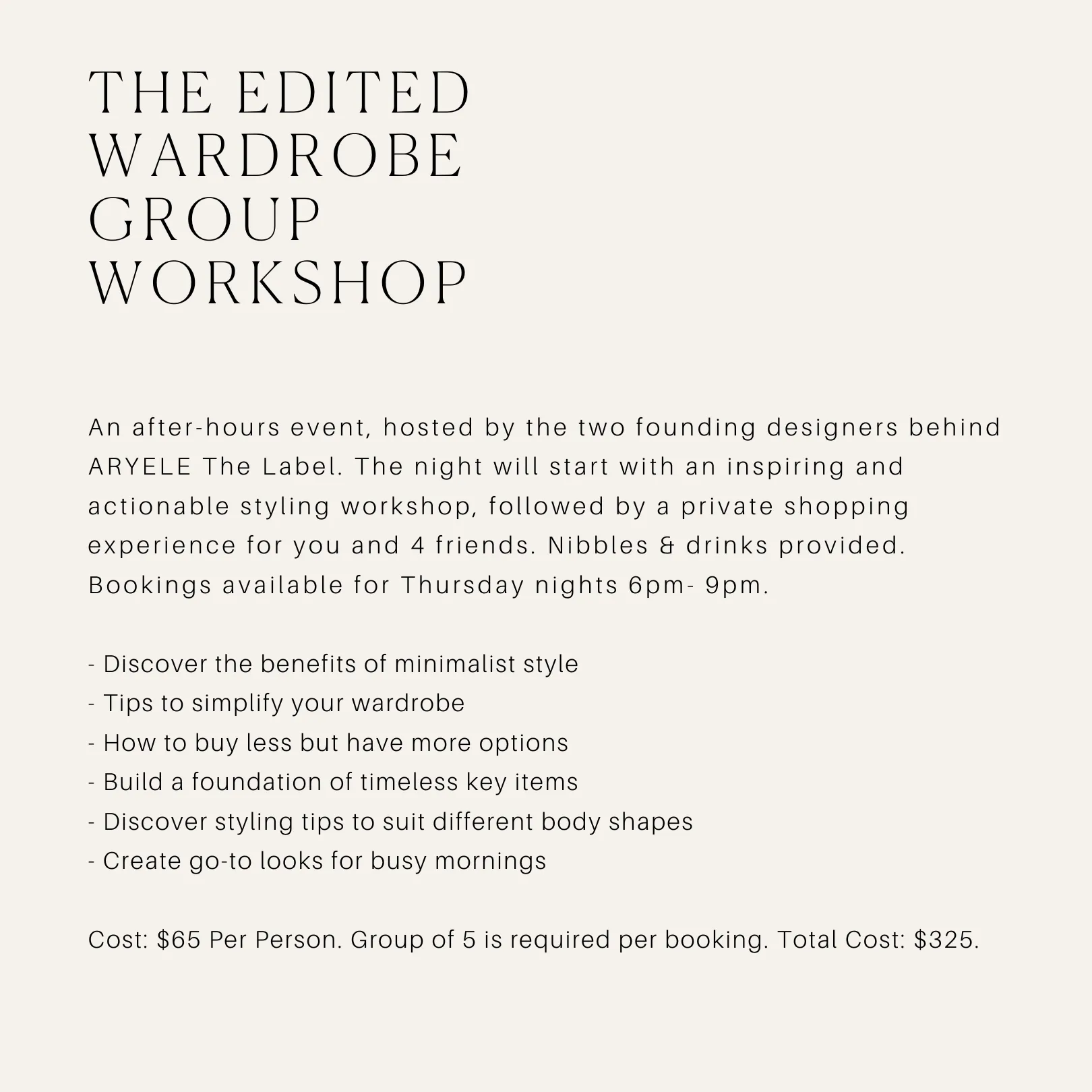 The Edited Wardrobe Group Workshop