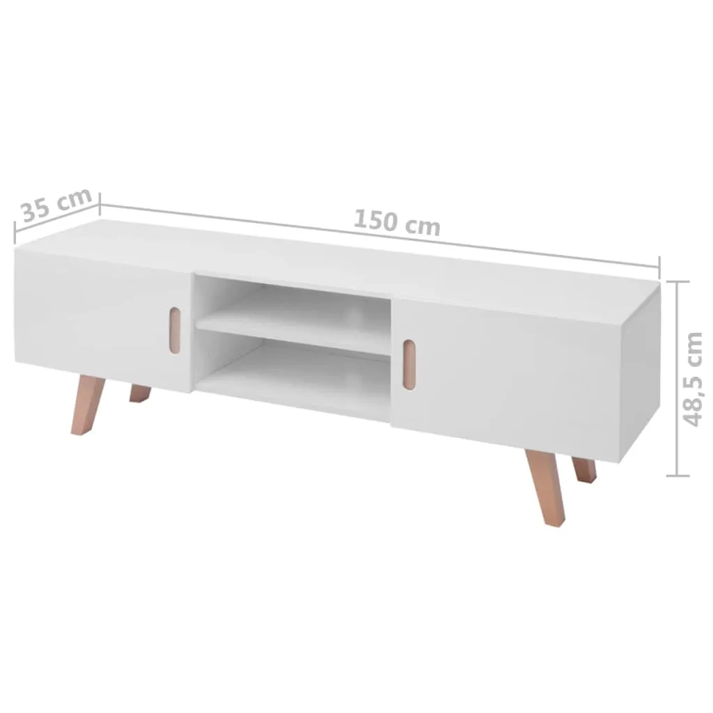 TV Stand MDF 150x35x48.5 cm High Gloss White