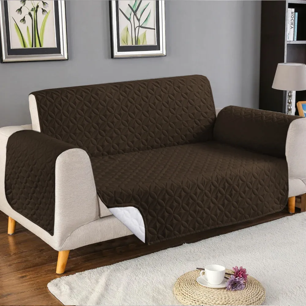 Ultrasonic Quilted Sofa Cover In Coffee Color