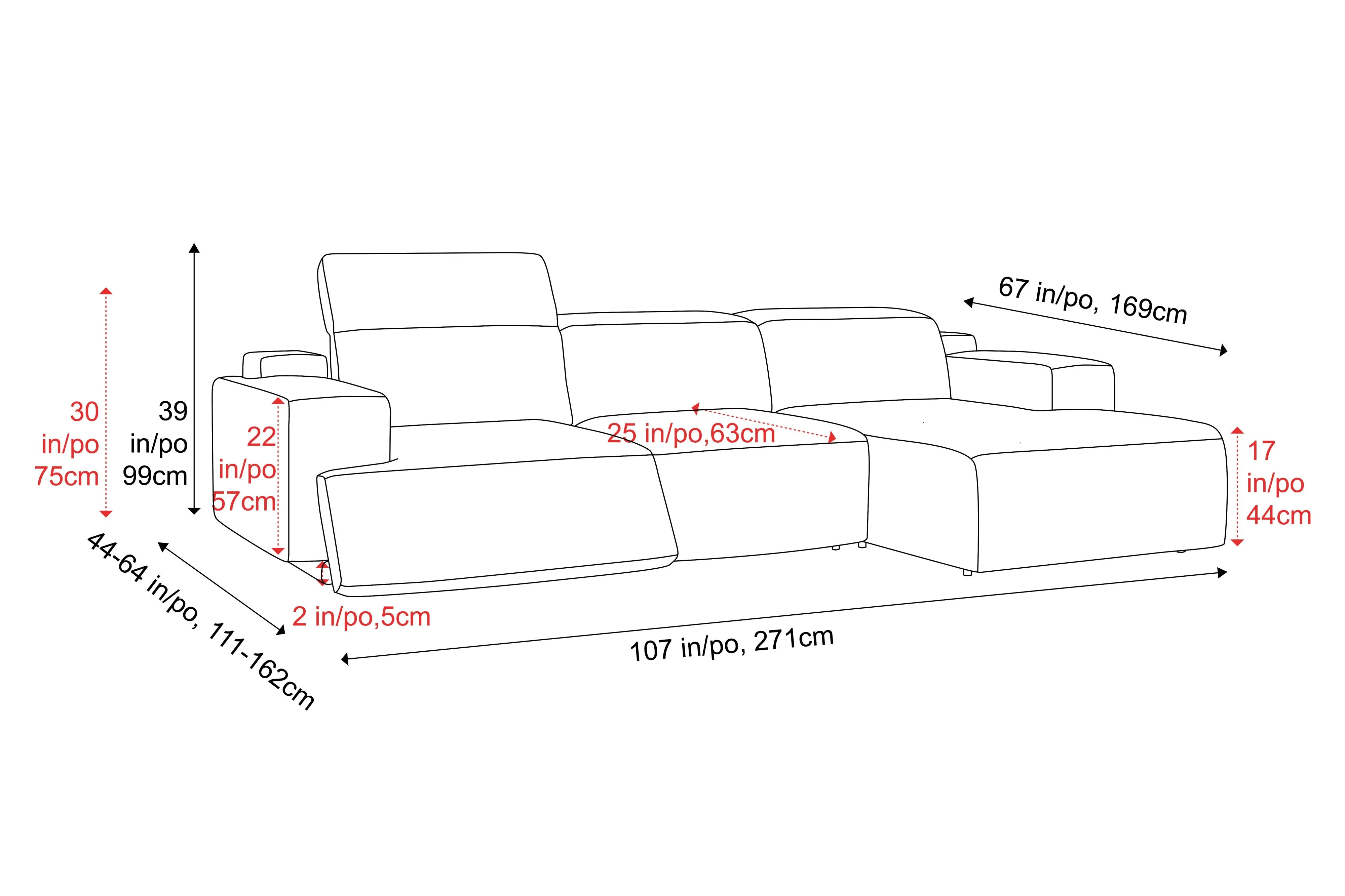 Valencia Valentina Leather Three Seats with Right Chaise Recliner Sofa, Beige